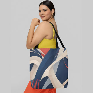 Bolsa Tote Abstrato em formas geométricas em tons de vermelho