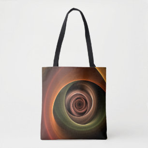Bolsa Tote abstrato espiral 3D Cores quentes quentes Arte Fra