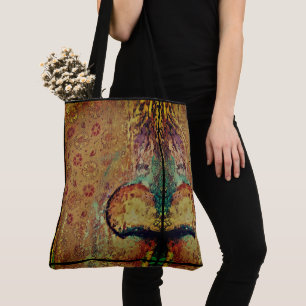Bolsa Tote Abstrato Face Tribal Floral Design Multicolor