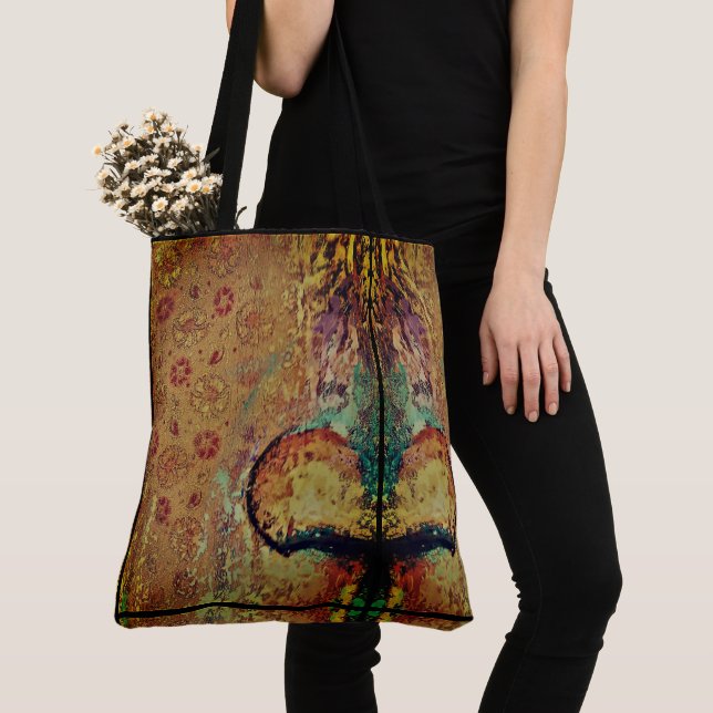 Bolsa Tote Abstrato Face Tribal Floral Design Multicolor (Close Up)