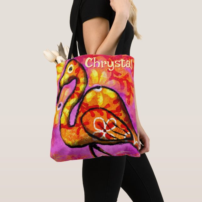 Bolsa Tote Abstrato Flamingo Bird Personalizado (Close Up)