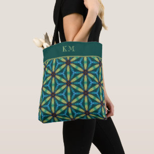 Bolsa Tote Abstrato Floral Chic Girly Azul