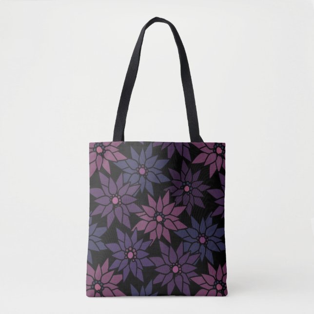 Bolsa Tote Abstrato floral flores românticas desenho animado  (Frente)