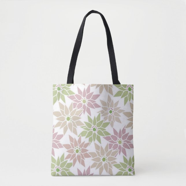 Bolsa Tote Abstrato floral flores românticas desenho animado  (Frente)