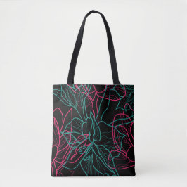 Bolsa Tote Abstrato Floral Line Art Pattern Design