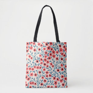 Bolsa Tote Abstrato Floral: Padrão de Vintage Blooming.
