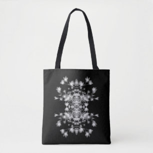 Bolsa Tote Abstrato Floral - Padrão gráfico preto e branco