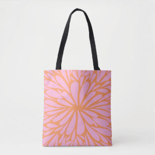 Bolsa Tote Abstrato floral padrão pastel cor de laranja e ros