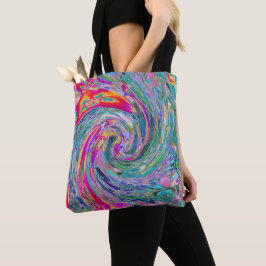 Bolsa Tote Abstrato Floral Psicodélica Ondas de Cores do Arco