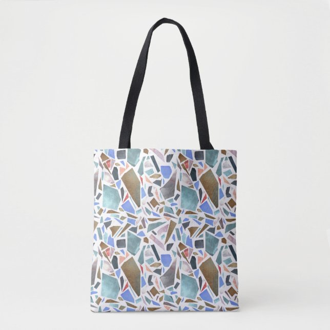Bolsa Tote Abstrato: fundo branco desenhado à mão. (Frente)