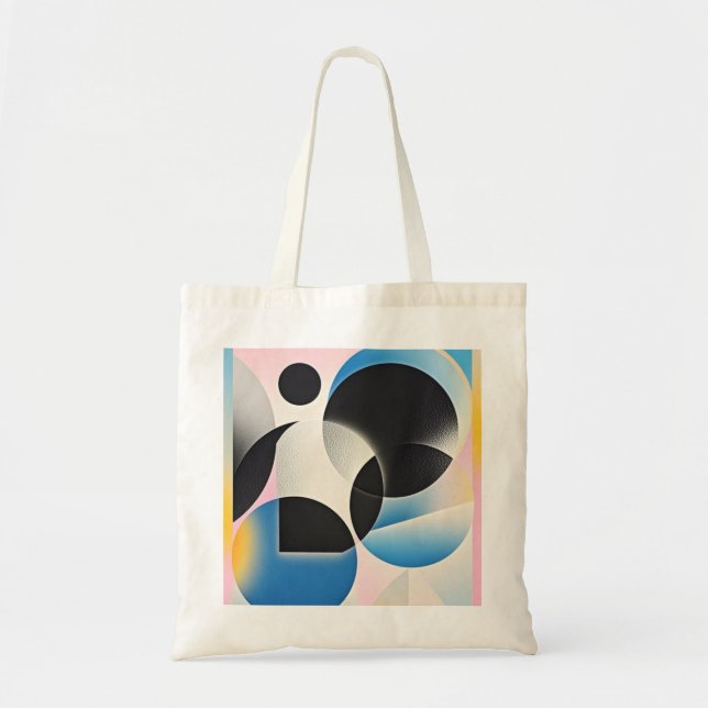 Bolsa Tote Abstrato geométrica vibrante e branca (Frente)