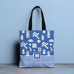 Bolsa Tote Abstrato Geométrico Azul Floral de Aves<br><div class="desc">O Monograma Abstrato Geométrico Bird Floral Blue Girly Chic Tote Bag apresenta um na moda azul e branco de ranhura, retrorreflector matisse floral com arco-íris e pássaros em azul e branco com seu monograma personalizado abaixo. Perfeito para aniversário, Dia de as mães, presentes de Natal, celebrações e muito mais. Criado...</div>