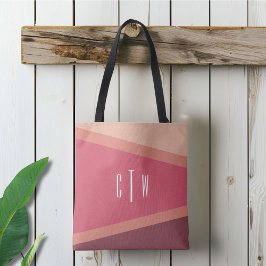 Bolsa Tote Abstrato Geométrico de Blush Monograma