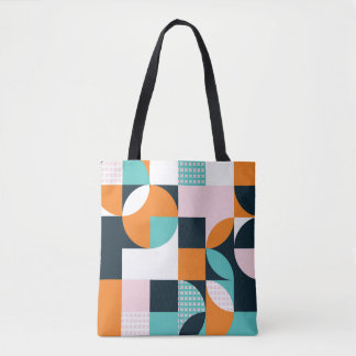Bolsa Tote Abstrato Geométrico: Efeito Colorido 3D.