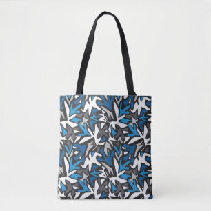 Bolsa Tote abstrato, geométrico, padrão, lama preta e azul