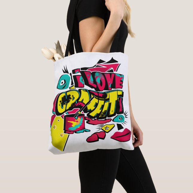Bolsa Tote Abstrato história em quadrinhos grafite estilo tex (Close Up)