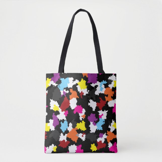 Bolsa Tote Abstrato Irregular Colorida Preta (Frente)