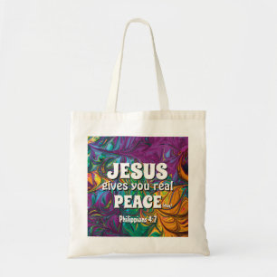 Bolsa Tote Abstrato JESUS DÁ PAZ VERDADEIRA À PÁGINA Crist