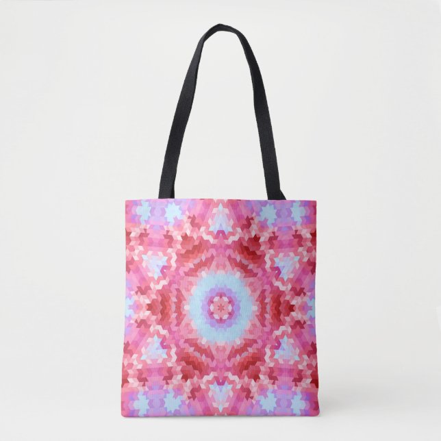 Bolsa Tote Abstrato mandala kaleidoscope em formas redondas (Frente)