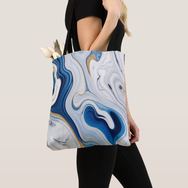 Bolsa Tote Abstrato Marinho Marble (Close Up)