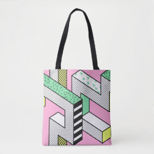 Bolsa Tote Abstrato Memphis: formas geométricas de 80s.