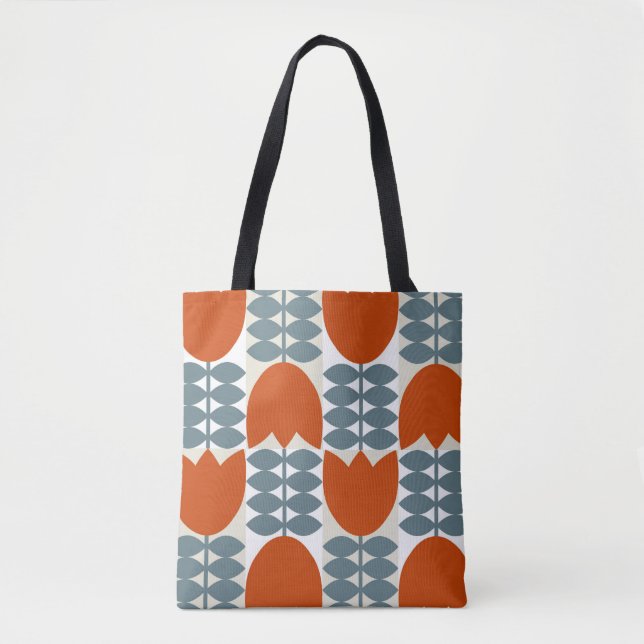 Bolsa Tote Abstrato moderno geométrico com flores estilizadas (Frente)