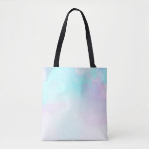Bolsa Tote Abstrato moderno Pastel Blue & Purple Watercolor
