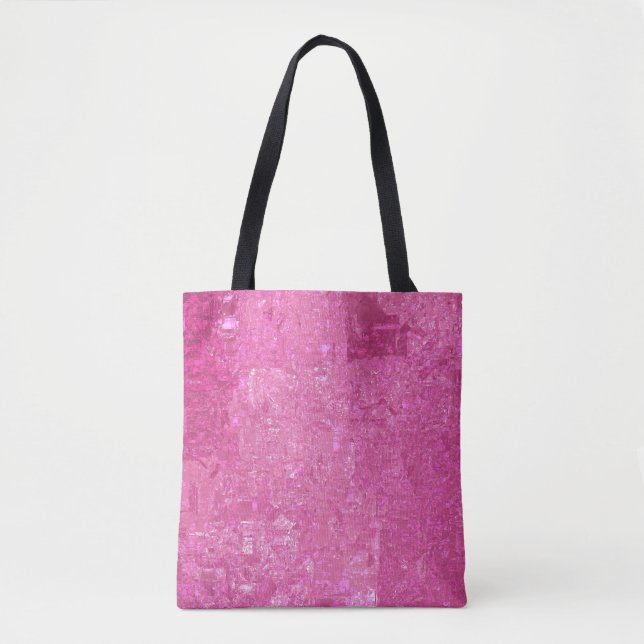 Bolsa Tote Abstrato Mosaico cor-de-rosa brilhante (Frente)