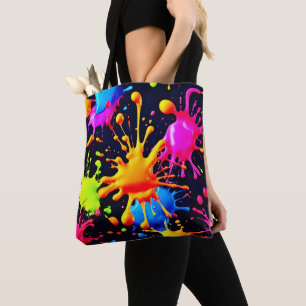 Bolsa Tote Abstrato Neon Paint Splash Trabalho de arte