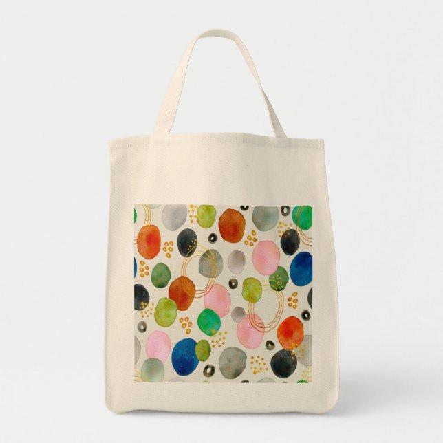 Bolsa Tote Abstrato Pebble Dourado Glitter Art (Frente)
