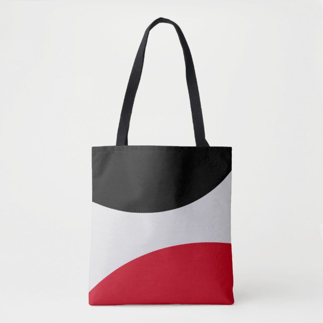 Bolsa Tote Abstrato preto moderno, vermelho e branco prateado (Frente)