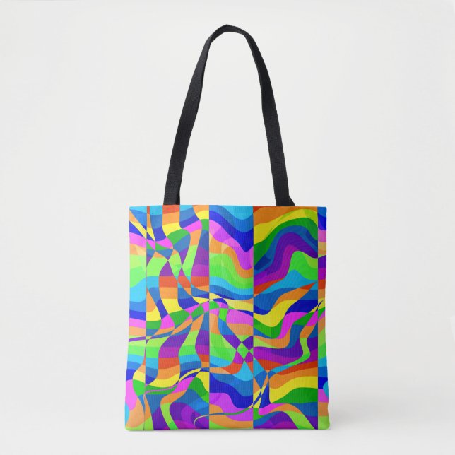 Bolsa Tote Abstrato Rainbow Neon maluco (Frente)