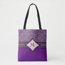 Bolsa Tote Abstrato real roxo e Dourado