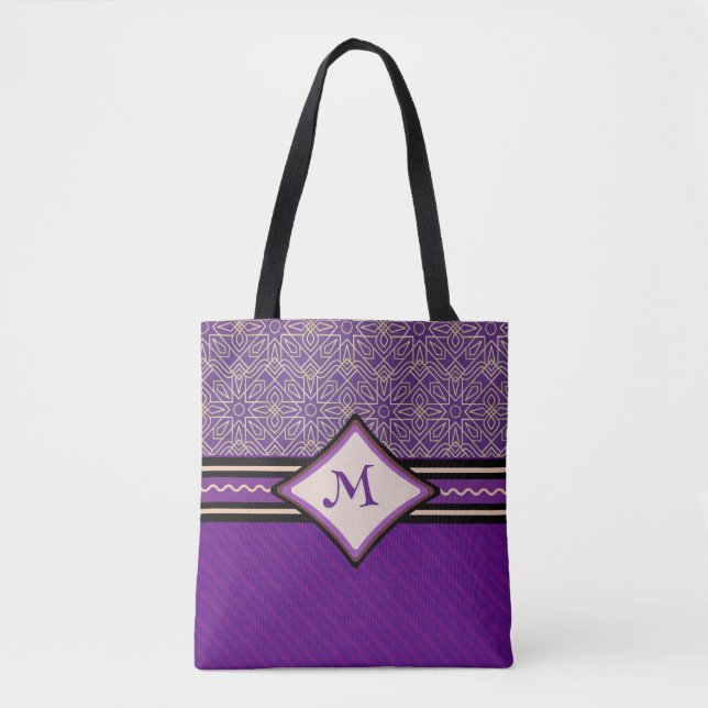 Bolsa Tote Abstrato real roxo e Dourado (Frente)