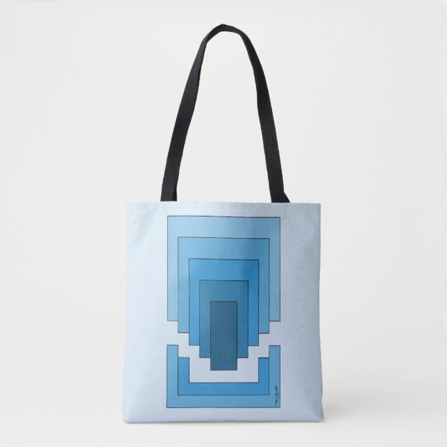 Bolsa Tote Abstrato retangular em azul (Frente)