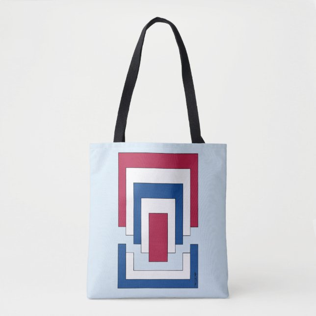 Bolsa Tote Abstrato retângulo em vermelho, branco e azul (Frente)