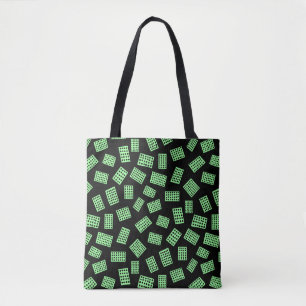 Bolsa Tote Abstrato Retângulos 081122 - Mint Green on Black (