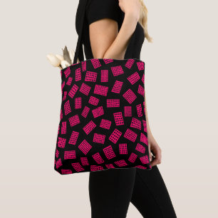 Bolsa Tote Abstrato Retângulos 081122 - Neon Red on Black (Ve