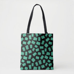 Bolsa Tote Abstrato Retângulos 081122 - Turquesa em preto