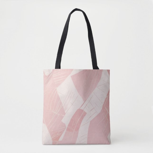 Bolsa Tote Abstrato Rosa Bege Minimalista (Frente)