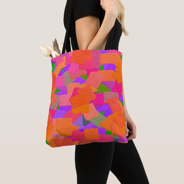 Bolsa Tote Abstrato rosa, laranja e roxo (Close Up)