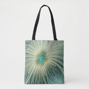 Bolsa Tote Abstrato Sage Green Fantasy Flor Arte Fractal