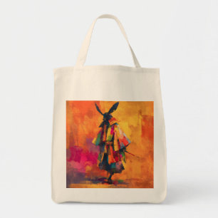 Bolsa Tote Abstrato Samurai Warrior Silhouette