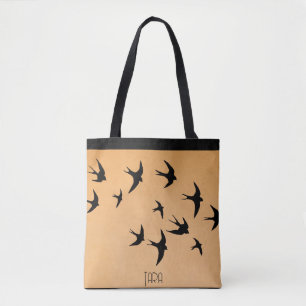 Bolsa Tote Abstrato Seagull Silhouting Flying Bird Sunset