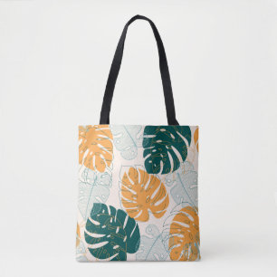 Bolsa Tote Abstrato sem costura com folhas tropicais e