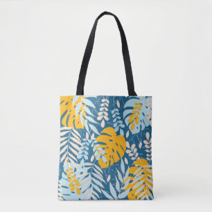 Bolsa Tote Abstrato sem costura com folhas tropicais e