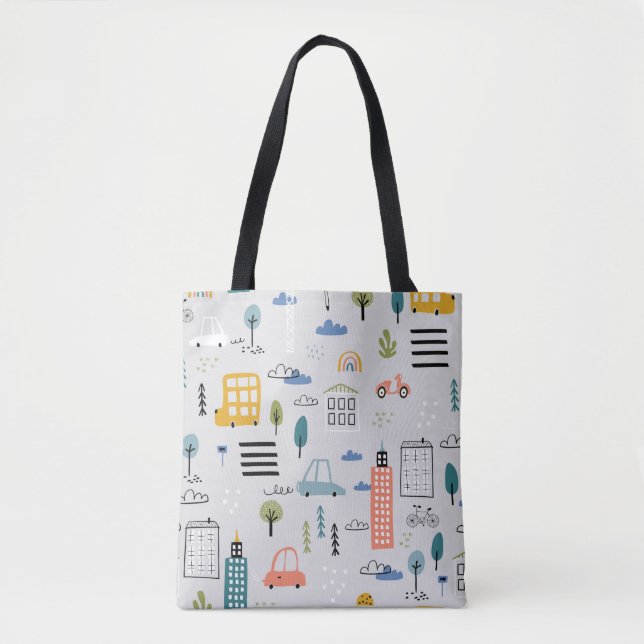 Bolsa Tote Abstrato sem descontinuidades com a cidade desenha (Frente)