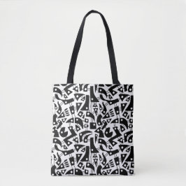 Bolsa Tote Abstrato Shapes 180318 - Preto em branco