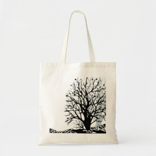 Bolsa Tote Abstrato, silhueta negra moderna, branco-sombra