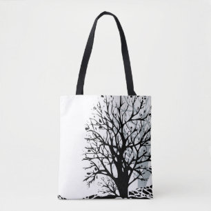 Bolsa Tote Abstrato, silhueta negra moderna, branco-sombra